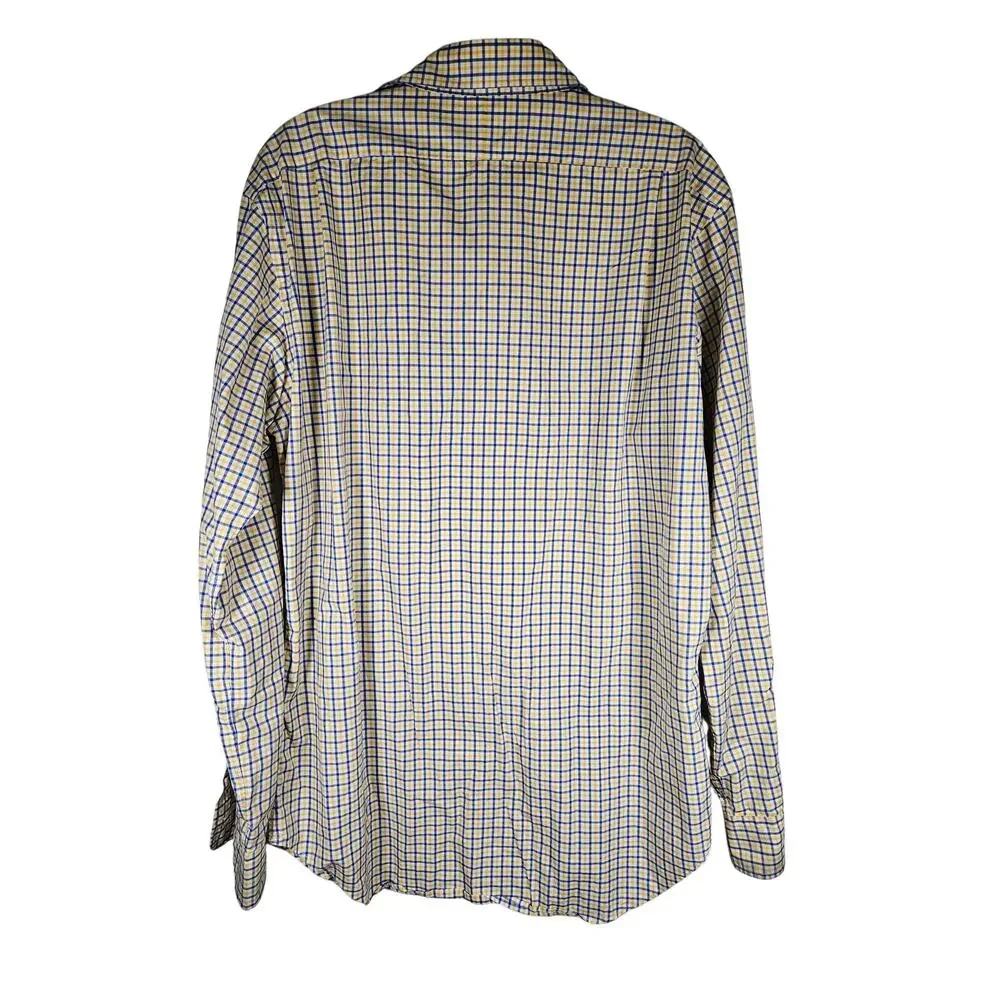 Ralph Lauren Polo Mens Polo Shirt Plaid Yellow Blue Logo Size Medium Stanton Fit